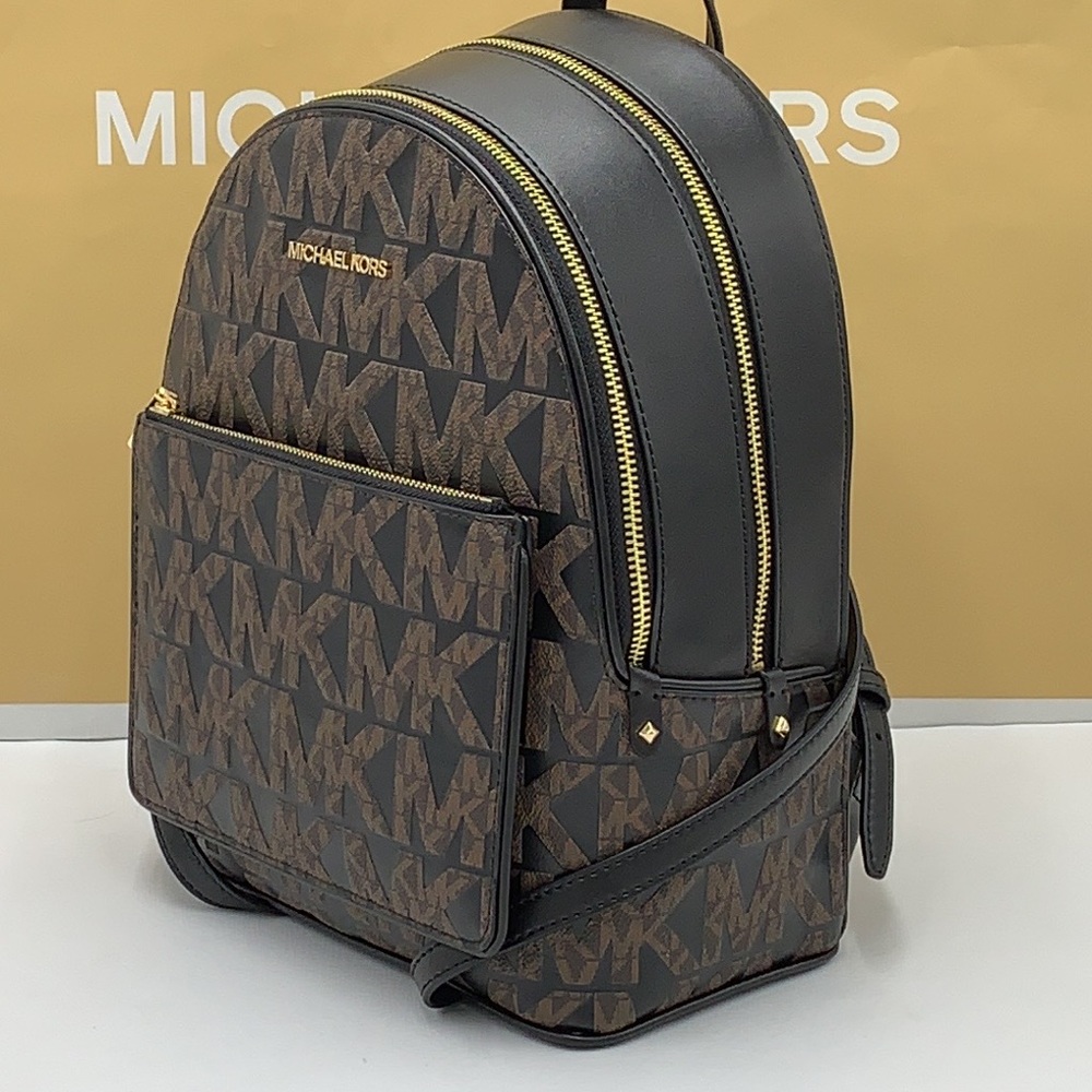 MICHAEL KORS ADINA MEDIUM BACKPACK BLACK MULTI LOGO - Picture 13 of 16